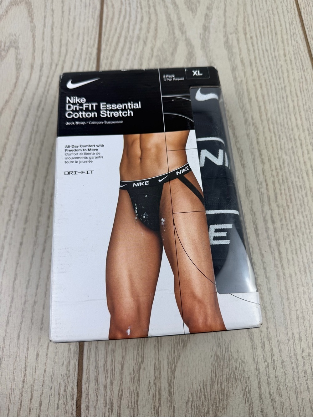 Nike Men's Dri-FIT Essential Cotton Stretch Jock Strap 3 Pack XL Black $42.50